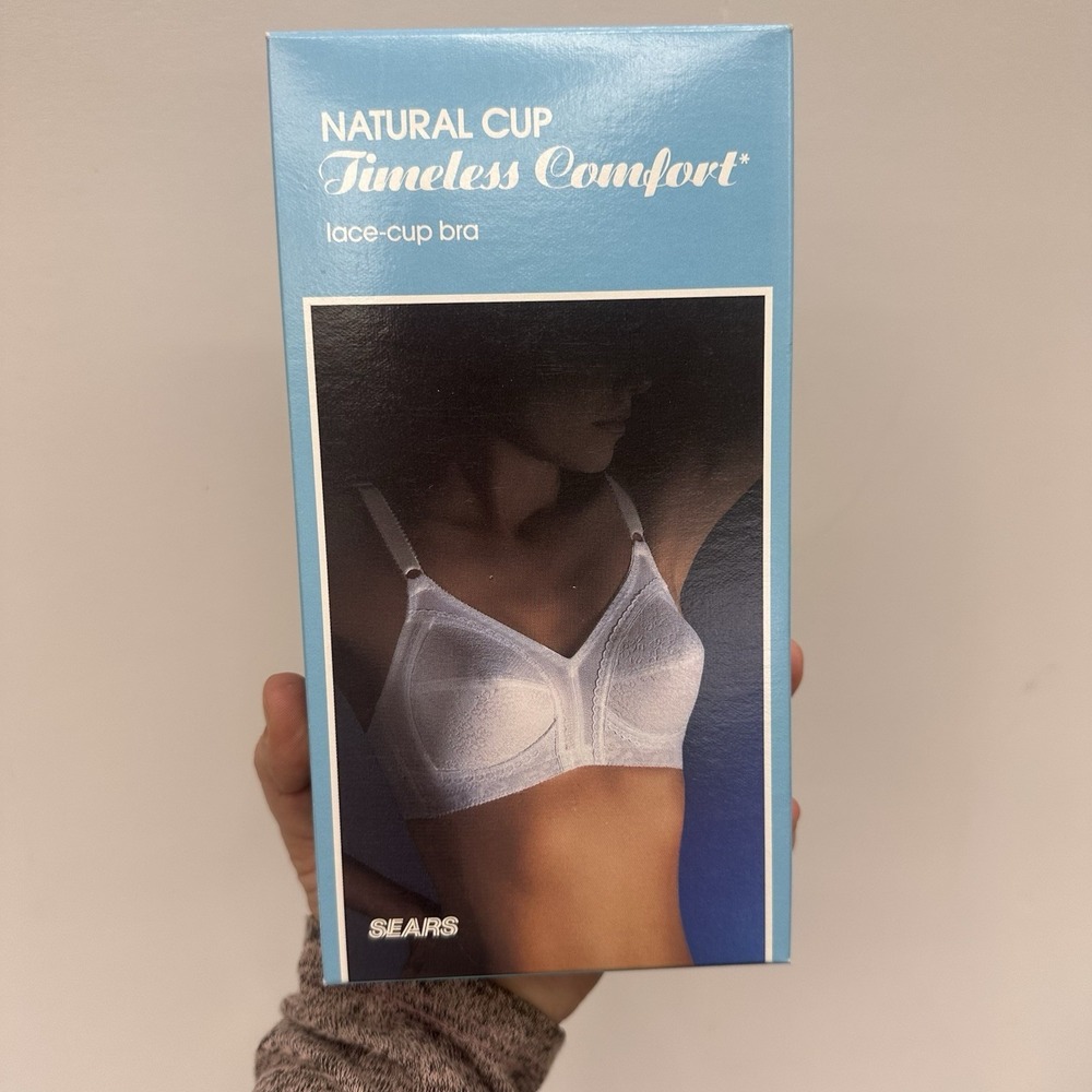 Vintage NOS Sears Bra 36C White Natural Cup Timeless Comfort Lace-cup Bra Og Box